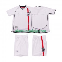 Camisola Inglaterra Retro Criança Equipamento Primeiro 2002 Manga Curta